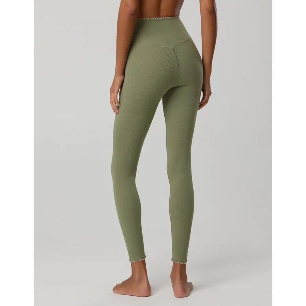 OFFLINE By Aerie Real Me XTRA Ribbed Picot Trim Crossover Legging XS Long olive